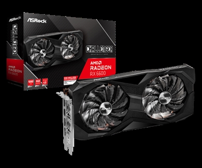 Asrock 90-GA2RZZ-00UANF Asrock Challenger AMD Radeon RX 6600 D 8GB. Familia de procesadores de gráficos: AMD, Procesador gráfico: Radeon RX 6600, Frecuencia del procesador: 1626 MHz. Capacidad memoria de adaptador gráfico: 8 GB, Tipo de memoria de adaptador gráfico: GDDR6, Ancho de datos: 128 bit. Máxima resolución: 7680 x 4320 Pixeles. Versión DirectX: 1?2 Ultimate, Versión OpenGL: 4.6. Tipo de interfaz: PCI Express x16 4.0. Tipo de enfriamiento: Activo, Número de ventiladores: 2 Ventilador(es)