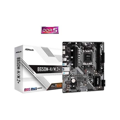 Asrock 90-MXBMS0-A0UAYZ Asrock B650M-H/M.2+. Fabricante de procesador: AMD, Socket de procesador: Zócalo AM5. tipos de memoria compatibles: DDR5-SDRAM, Memoria interna máxima: 96 GB, Tipo de ranuras de memoria: DIMM. Interfaces de disco de almacenamiento soportados: M.2, SATA III, Niveles RAID: 0, 1, 10. Graphics chipset: AMD. Tipo de interfaz ethernet: Gigabit Ethernet, Controlador LAN: Realtek RTL8111H