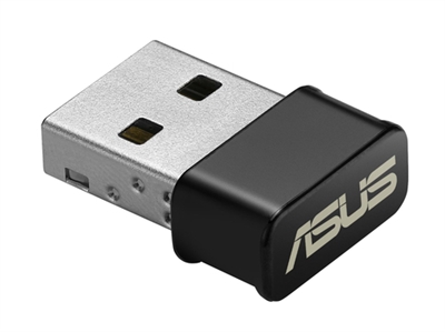 Asustek 90IG03P0-BM0R10 ASUS USB-AC53 Nano. Tecnología de conectividad: Inalámbrico, Interfaz de host: USB, Interfaz: WLAN. Rango máximo de transferencia de datos: 867 Mbit/s, Estándar Wi-Fi: Wi-Fi 5 (802.11ac), Banda Wi-Fi: Doble banda (2,4 GHz / 5 GHz). USB con suministro de corriente. Color del producto: Negro, Acero inoxidable