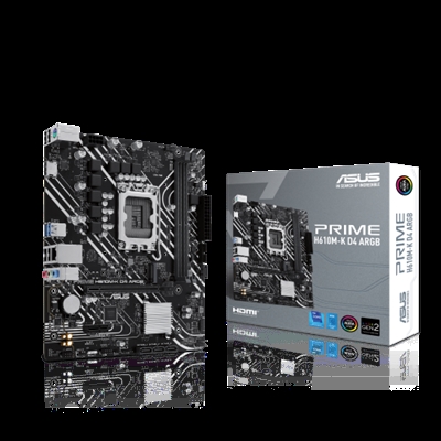 Asustek 90MB1HN0-M0EAY0 ASUS PRIME H610M-K D4 ARGB. Fabricante de procesador: Intel, Socket de procesador: LGA 1700, Procesador compatible: Intel® Celeron®, Intel® Pentium® Gold, Intel® Core™ i3, Intel® Core™ i5, Intel® Core™.... tipos de memoria compatibles: DDR4-SDRAM, Memoria interna máxima: 64 GB, Tipo de ranuras de memoria: DIMM. Interfaces de disco de almacenamiento soportados: M.2, SATA III, Tipos de unidades de almacenamiento admitidas: HDD & SSD. Tipo de interfaz ethernet: Gigabit Ethernet. Componente para: PC, Factor de forma: micro ATX, Familia del chipset: Intel