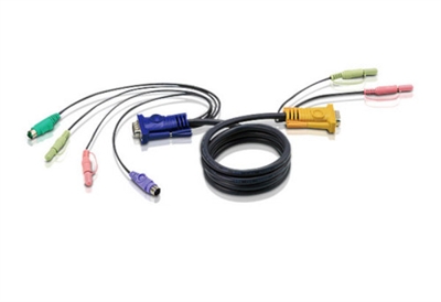 Aten 2L-5302P Aten Cable KVM PS/2 con audio y SPHD 3 en 1 de 1,8 m. Longitud de cable: 1,8 m, Tipo de puerto de teclado: PS/2, Tipo de puerto de ratón: PS/2. Peso: 244 g, Peso del paquete: 244 g. Peso neto de caja: 14,6 kg, Ancho de la caja principal: 33 cm, Longitud de la caja: 45 cm