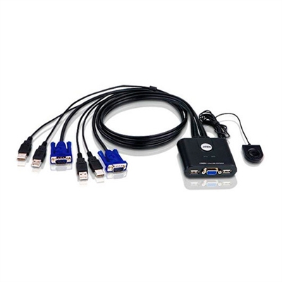 Aten CS22U-AT SUSTITUTO: MODELO CS62USConmutador KVM de tipo USB de 2 puertos con interfaz VGAEl CS22Ues un Switch KVM cableado de 2 puertas USB que entrega método rápido y simple de seleccionar los computadores conectados gracias a su selector de puertos remotos incorporado. esto permite ocultar bajo e escritorio el CS22U mientras que el selector de puertos remotos se ubica en una posición más conveniente.El diseño compacto del CS22Ues ideal para aplicaciones que requieren alta calidad de video.- Una consola USB controla dos computadores con interface USB- Soporta mouse multifunción- Soporte multiplataforma Windows, Mac, Linux y Sun- Puerta USB de mouse puede ser utilizada para conectar un Hub USB y compartir perifericos- Calidad de Video Superior, hasta 2048 x 1536; DDC2B- No requiere fuente de alimentación eléctrica.