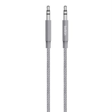 Belkin AV10164BT04-GRY Belkin MIXIT metálico Aux Cable - Cable de audio - mini-phone stereo 3.5 mm macho a mini-phone stereo 3.5 mm macho - 1.2 m - gris