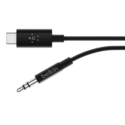 Belkin F7U079BT06-BLK Belkin RockStar - Cable de audio - 24 pin USB-C macho a mini-phone stereo 3.5 mm macho - 1.83 m - blanco
