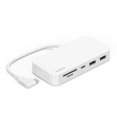 Belkin INC011BTWH Belkin INC011btWH. Interfaz de host: USB 3.2 Gen 1 (3.1 Gen 1) Type-C. Color del producto: Blanco, Tarjetas de memoria compatibles: MicroSD (TransFlash), SD, Interfaces de concentradores: RJ-45, USB 3.2 Gen 1 (3.1 Gen 1) Type-A, USB 3.2 Gen 1 (3.1 Gen 1) Type-C. Tipo de fuente de alimentación: USB. Cantidad por paquete: 1 pieza(s). Tipo de cable: Round cable