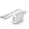 Belkin WCE001VF1MWH - Dual Usb-A Charger 1M A-C 24W Wht - Tipología Específica: Cargador; Material: Plástico; Co