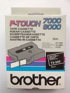 Brother TX345 Brother Cinta Laminada Negro/Blanco 18Mm