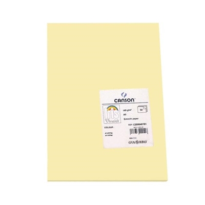 Canson C200040181 Cartulina Color Crema De 185 G/Mi¿½ Formato A3. Ofrece Dureza Y Regularidad En Su Superficie. Ideales Para Todo Tipo De Manualidades Cubiertas Separadores E Impresion De Documentos.
