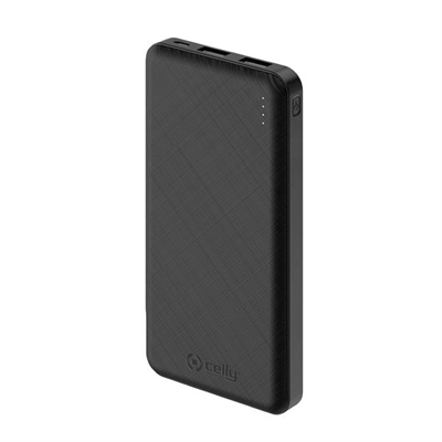 Celly PBE10000BK Celly Power Bank Energy 10A 2Usb Salida 2 1A Negra - Color Principal: Negro; Número De Puertos Usb: 3; Batería: 10000 Mah; Tipo De Conector 1: Usb; Voltaje De Salida: 5 V; Amperaje De Salida: 2,1 A; Tipo De Conector 1 Input: Microusb; Tiempo De Recarga: 5 H; Tipología Conector De Salida: Usb