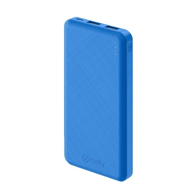 Celly PBE10000BL Celly Power Bank Energy 10A 2Usb Salida 2 1A Azul - Color Principal: Azul; Número De Puertos Usb: 2; Batería: 10.000 Mah; Tipo De Conector 1: Usb; Voltaje De Salida: 5 V; Amperaje De Salida: 2,10 A; Tipo De Conector 1 Input: Microusb; Tiempo De Recarga: 5 H; Tipología Conector De Salida: Usb