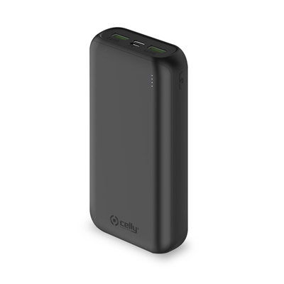 Celly PBE20000BK Celly Power Bank Energy 20000 Mah 2 Usb Negro - Color Principal: Negro; Número De Puertos Usb: 2; Batería: 20000 Mah; Tipo De Conector 1: Usb; Voltaje De Salida: 5 V; Amperaje De Salida: 2,1 A; Tipo De Conector 1 Input: Microusb; Tiempo De Recarga: 11 H; Tipología Conector De Salida: 2 X Usb