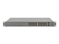 Cisco-Meraki-Go GS110-24-HW-EU Cisco Meraki Go GS110-24 - Conmutador - Gestionado - 24 x 10/100/1000 + 2 x SFP (mini-GBIC) (ascendente) - sobremesa, montaje en rack
