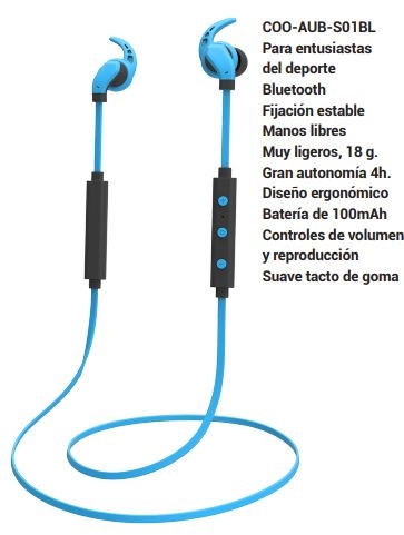 Coolbox COO-AUB-S01BL Auriculares Bt Coolsport Ii - Tipología: Cascos Inalámbricos; Micrófono Incorporado: Sí; Control Remoto: Control De Llamadas Y Volumen/Música; Noise Canceling: No; Conectores: Bluetooth; Fuente De Alimentación: Batería Recargable; Color Primario: Azul