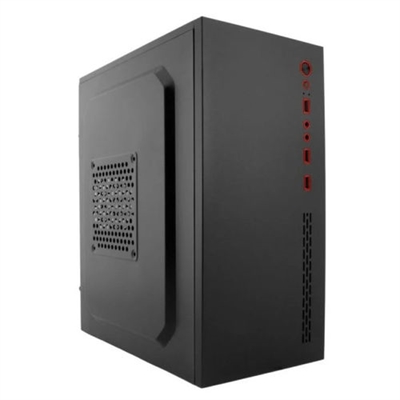 Coolbox PCC-MPC45-0 La caja para PC ATX/micro-atx MPC-45 combina un formato elegante y muy compacto con grandes prestaciones: dos conectores USB3.0 frontales, es compatible con gráficas de hasta 23 cm de longitud y refrigeradores de hasta 12 cm de altura.Características: -Refrigeración optimizada: cuenta con un soporte para ventilador trasero de 80 mm y rejilla lateral con soporte para ventilador de 120 mm. Además, es compatible con refrigerador de cpu de 12 cm de altura -Gran capacidad de almacenamiento: cuenta con 1 soporte interno para SSD y HDD de 2.5, y 1 soporte interno para HDD de 3.5. De este modo, puedes configurar un ordenador con en el que instalar todos tus juegos, guardar todas tus películas, series, etc. -Amplia compatibilidad: compatible con placas base micro-ATX, tarjetas gráficas de hasta 230mm de longitud y refrigeradores de CPU de hasta 120mm de altura. -Gran conectividad: dispone de botones de encendido y reset, indicadores LED, conectores de audio, 2 puertos USB 3.0 y 1 puerto USB 2.0.  -Diseño compacto y elegante: con dimensiones de 190 x 355 x 305mm (ancho x alto x fondo), 1.66 kg de peso y elegante color negro con detalles en rojo en el frontal.Especificaciones PC Case MPC-45 -Material: acero SPCC, ABS -Color del producto: negro -Formas de factor de tarjeta madre soportadas: micro-ATX -Número de puertos 3.5: 1 (interno) -Número de bahías 2.5'': 1 (interno) -Número de ranuras de expansión: 4, de altura completa -Ventana lateral: no -Iluminación: no -Botón de encendido/apagado: Sí -Botón de reset: sí -Altura máxima del refrigerador de CPU: 120 mm -Máxima longitud de la tarjeta gráfica: 230 mm -Fuente de alimentación: no incluida -Puertos e Interfaces    -Audio: conectores jack para auriculares y micrófono    -Indicadores LED: sí, de encendido y de actividad de disco duro    -Cantidad de puertos tipo A USB 3.0: 2    -Cantidad de puertos tipo A USB 2.0: 1 Refrigeración   -Número de ventiladores traseros soportados: 1 (80 mm, no incluido)   -Número de ventiladores laterales soportados 1 (120 mm, no incluido) Peso y dimensiones   -Ancho: 190 mm   -Profundidad: 305 mm   -Altura: 355 mm   -Peso: 1.66 kg