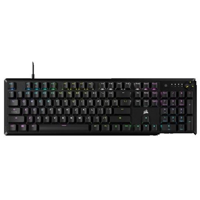 Corsair CH-910971E-ES Tasa de informe del teclado HID: 1000Hz. 104 teclas. Clave completa (NKRO) con 100% Anti-Ghosting. Memoria integrada.PC o Mac con puerto USB 3.0 o 3.1 tipo A, Windows 10, macOS 10.15 o posterior, conexión a internet para descargar el software iCUE.