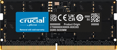 Crucial CT16G48C40S5 Crucial - DDR5 - 16GB - SODIMM de 262 contactos - 4800MHz / PC5-38400 - CL40 - 1.1V- sin bufer - no-ECC