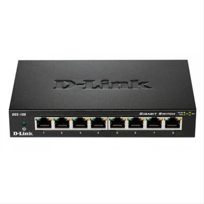 D-Link DGS-108GL CARACTERÍSTICAS DE ADMINISTRACIÓNTipo de interruptor: No administradoCalidad de servicio (QoS) soporte: SiPUERTOS E INTERFACESCantidad de puertos básicos de conmutación RJ-45 Ethernet: 8Puertos tipo básico de conmutación RJ-45 Ethernet: Gigabit Ethernet (10/100/1000)CONEXIÓNEstándares de red: IEEE 802.1p,IEEE 802.3,IEEE 802.3ab,IEEE 802.3az,IEEE 802.3u,IEEE 802.3xTecnología de cableado ethernet de cobre: 10BASE-T,100BASE-TX,1000BASE-TSoporte de control de flujo: SiAuto MDI / MDI-X: SiTRANSMISIÓN DE DATOSTabla de direcciones MAC: 4000 entradasCapacidad de conmutación: 16 Gbit/sTasa de reenvío: 11,9 MppsGuardar y remitir: SiNúmero de colas: 8Jumbo Frames, soporte: SiTramas Jumbo: 9216DISEÑOColor del producto: NegroMaterial de la carcasa: MetalIndicadores LED: Actividad, Enlace, PoderDESEMPEÑOTiempo medio entre fallos: 1402428 hCONTROL DE ENERGÍAVoltaje de entrada DC: 5 VCorriente de entrada: 1 AConsumo de energía (max): 4,31 WCONDICIONES AMBIENTALESIntervalo de temperatura operativa: 0 - 40 °CIntervalo de temperatura de almacenaje: -10 - 65 °CIntervalo de humedad relativa para funcionamiento: 10 - 90%Intervalo de humedad relativa durante almacenaje: 5 - 95%Disipación del calor: 14,7 BTU/hPESO Y DIMENSIONESAncho: 140 mmProfundidad: 67 mmAltura: 26 mmPeso: 240 g