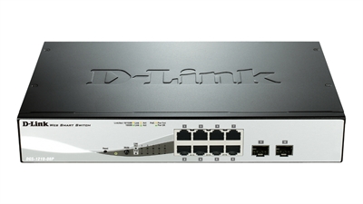 D-Link DGS-1210-08P D-Link Web Smart DGS-1210-08P - Switch - Gestionable - 8 puertos 10/100/1000 (PoE) + 2 puertos Gigabit SFP - sobremesa, montaje en rack - PoE