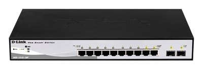 D-Link DGS-1210-10P D-Link Web Smart DGS-1210-10P - Switch - Gestionable - 8 puertos 10/100/1000 (PoE+) + 2 puertos SFP - Compacto 13 sobremesa - PoE+