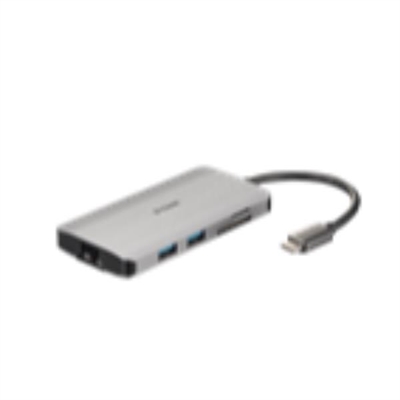 D-Link DUB-M810 PUERTOS E INTERFACESTecnología de conectividad: AlámbricoInterfaz de host: USB 3.2 Gen 1 (3.1 Gen 1) Type-CCantidad de puertos tipo A USB 3.2 Gen 1 (3.1 Gen 1): 3Número de puertos HDMI: 1Micrófono, jack de entrada: NoCantidad de puertos tipo C USB 3.2 Gen 1 (3.1 Gen 1): 1Suministro de potencia USB: SiEntrega de energía USB (USB Power Delivery) de hasta: 100 WVersión HDMI: 1.4Cantidad de puertos Thunderbolt 3: 1HDCP: SiHDCP versión: 2.2CONEXIÓNEthernet: SiEthernet LAN (RJ-45) cantidad de puertos: 1Estándares de red: IEEE 802.3, IEEE 802.3ab, IEEE 802.3u, IEEE 802.3xDESEMPEÑOColor del producto: PlataTarjeta de lectura integrada: SiTarjetas de memoria compatibles: MicroSD (TransFlash), SD, SDHC, SDXCResolución (máxima digital): 4096 x 2160 PixelesMáxima velocidad de actualización: 30 HzConectar y usar (Plug and Play): SiCertificación: CE, IC, FCC, RCMCONTROL DE ENERGÍAVoltaje de entrada AC: 20 VCorriente de entrada: 0.08 ASOFTWARESistema operativo Windows soportado: SiSistema operativo MAC soportado: SiSistema operativo Linux soportado: SiCONDICIONES AMBIENTALESIntervalo de temperatura operativa: 0 - 45 °CIntervalo de temperatura de almacenaje: -10 - 70 °CIntervalo de humedad relativa para funcionamiento: 10 - 85%Intervalo de humedad relativa durante almacenaje: 5 - 90%PESO Y DIMENSIONESAncho: 105 mmProfundidad: 52 mmAltura: 13 mmPeso: 82 gEMPAQUETADOCantidad por paquete: 1 pieza(s)''Código de Sistema de Armomización (SA): 84733020OTRAS CARACTERÍSTICASLongitud de cable: 0,15 m