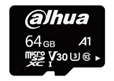 Dahua 1.0.99.80.10140 64GB, ENTRY LEVEL VIDEO SURVEILLANCE MICROSD CARD, READ SPEED UP TO 100 MB/S, WRITE SPEED UP TO 40 MB/S, SPEED CLASS C10, U3, V30, A1 (DHI-TF-L100-64GB).
