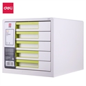 Deli EZ01053 - Modulo De 5 Cajones Deli. Fabricado En Plastico Color Blanco Con Detalles En Verde. Medida