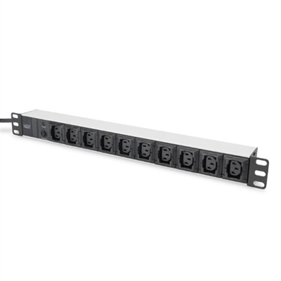Digitus-By-Assmann DN-95404 1U Aluminum Pdu 19 10X Iec C13 10A 2500W 250Vac 50/60Hz Overl-Prot.,1Xc14 - Rastreable: Enteramente; Control Remoto: No; Modalidad De Instalacion: Vertical; Numero De Salidas: 10; Tipo De Salidas: C13; Protección: Magnetotermico 2P 1A/60A; Unida Rack: 1 U; Color: Negro; Standard: 19