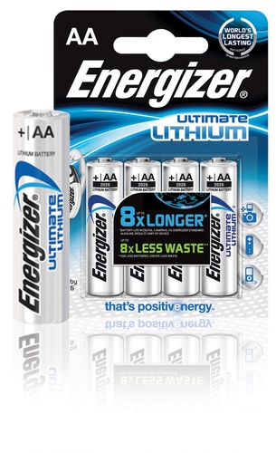 Energizer 639155 Pilas de litio FR6 Energizer. Blíster de 4 pilas. Uso:Varios Sistema:Litio Info Extra:Ultimate Forma:Barra Voltaje:1,5 V(CC) Capacidad:2950 mAh Diámetro:14,5 mm Longitud:50,5 mm Color:Gris Peso:14,5 gr Referencia:FR6 Contenido:4 pcs