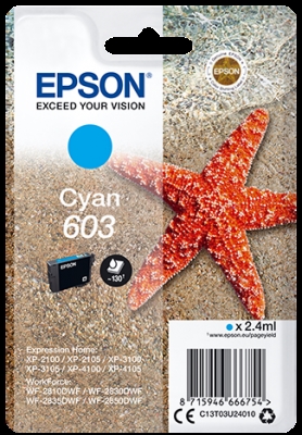 Epson C13T03U24020 Tinta Cian 603 Blister - Tipología: Tinta; Tecnología De Impresión: Ink Jet; Color De Impresión: Cian; Tipología General: Producto Para Impresora De Tinta; Formato Páginas (Res. Estándar): 0 Pages; Capacidad De Tinta/Tóner: Estándar; Unidades Por Embalaje: 1 Nr