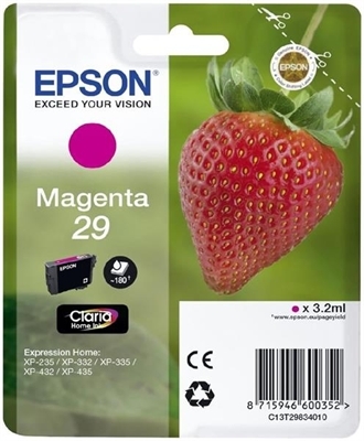 Epson C13T29834022 Epson 29 - 3.2 ml - magenta - original - blíster con alarmas de RF/acústica - cartucho de tinta - para Expression Home XP-235, 245, 247, 255, 332, 335, 342, 345, 432, 435, 442, 445, 455