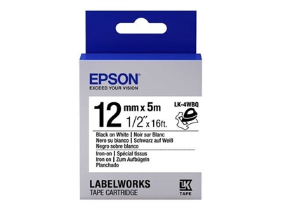 Epson-Labelworks C53S654024 Epson Label Cartridge Iron On Lk-4Wbq Black/White 12Mm (5M) Consumibles: Cintas Transferencia Térmica Blanco Negro 12 Mm 5 M
