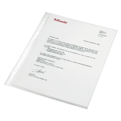Esselte 46106 Funda Portadocumentos Con 16 Taladros Fabricada En Polipropileno De 80 Micras Con Acabado Cristal. Tama?O Folio. Cada Caja Contiene 100 Fundas.