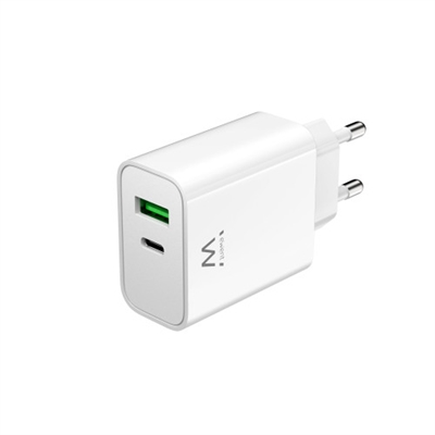 Ewent EW1325 Cargue la próxima generación de Apple (incluido el iPhone 15/14) y Android con el cargador rápido USB-C de 30 vatios EW1325 equipado con Power Delivery y USB-A QC3.0. Este potente pero compacto cargador USB-C es fácil de llevar. El cargador USB-C deja de cargar automáticamente cuando la batería está llena.Para dispositivos AppleLos últimos iPhones solo incluyen un cable de carga. No se incluye un cargador USB-C. El cargador EW1325 USB-C y QC3.0 Fast Charger de 30 W que está diseñado para cargar los últimos iPhone. Conecte su iPhone al cargador de carga rápida Ewent 30W USB-C y QC3.0 y su teléfono inteligente se cargará hasta un 65% en solo 30 minutos.Dispositivos Android compatibles con Power DeliveryUtilice el cargador rápido EW1325 USB-C y QC3.0 de 30 W para cargar su teléfono inteligente o tableta Android con soporte Power Delivery y QC 3.0. El cargador USB negocia con su teléfono inteligente/tableta para encontrar el perfil de carga adecuado.Tecnología PPS estándarEl cargador USB-C + QC3.0 de 30 W tiene un PPS (fuente de alimentación programable) que es un estándar que se refiere a la tecnología de carga avanzada para dispositivos USB-C. Puede modificar el voltaje y la corriente en tiempo real alimentando la máxima potencia según el estado de carga de un dispositivo. La principal ventaja de PPS sobre otros estándares es su capacidad para reducir la pérdida de conversión durante la carga. Esto significa que se genera menos calor, lo que alarga la vida útil de la batería del dispositivo.