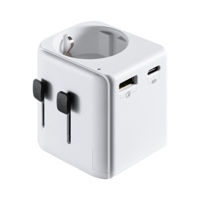 Ewent EW1472 Si eres ciudadano europeo y quieres viajar por el mundo, debes considerar el adaptador de viaje universal Ewent EW1472 que también viene con 1 puerto USB-A y 1 puerto USB-C.Admite dispositivos eléctricos de alta potencia (secador de pelo de viaje, computadora/computadora portátil, plancha)Aplicable en todo el mundo: EE. UU., Canadá, Australia, China, Reino Unido y más de 100 países diferentes.Los dos puertos USB (USB-A+USB-C) permiten cargar dos dispositivos USB al mismo tiempo, mientras que el adaptador se puede utilizar con un dispositivo conectado a tierra.