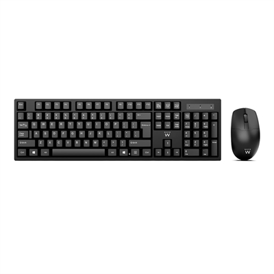 Ewent EW3281 El EW3281 es un Kit Teclado y Mouse inalámbricos que contiene un teclado sólido de tamaño completo y un mouse de 1000 DPI. El teclado está equipado con teclas programables y patas de inclinación ajustables. El mouse tiene un receptor nano USB, botones izquierdo y derecho y rueda de desplazamiento. Tanto el teclado como el mouse tienen un sistema inteligente de ahorro de energía para extender la vida útil de las baterías. El nanorreceptor USB-A 2 en 1 se almacena en la parte inferior del mouse.