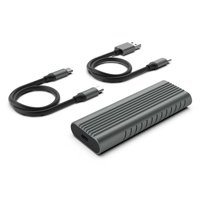 Ewent EW7025 Proteja su unidad SSD M.2 NVMe/PCIe con la resistente carcasa de aluminio portátil EW7025 USB-C 3.2 Gen2 M.2 NVMe/PCIe SSD La carcasa EW7025 es fácil de llevar gracias a su diseño ligero y compacto. La carcasa es compatible con unidades SSD M.2 NVMe con conector M. Las conexiones USB 3.2 Gen2 y UASP garantizan una rápida transferencia de archivos.Carcasa compacta y resistenteSu unidad SSD M.2 NVMe/PCIe estará segura y protegida dentro de resistente carcasa de aluminio EW7025. La carcasa es ligera y de tamaño compacto, lo que le permite llevarla cómodamente a donde necesite.Adecuada para unidades SSD NVMe con conector M¿Tiene su SSD M.2 NVM llave M? Coloque la unidad SSD M.2 NVMe fácilmente en la carcasa. Utilice una unidad SSD M.2 NVMe/PCIe de hasta 80 mm.USB 3.2 Gen2La carcasa EW7025 recibe alimentación mediante USB con USB 3.2 Gen2 y es compatible con UASP (USB Attached SCSI-Protocol). Estas características garantizan la transferencia de datos a alta velocidad. La carcasa también es compatible con los puertos anteriores USB 3.0 o USB 2.0.Lista para usar en tan solo 2 minutosLa carcasa de aluminio para unidades SSD viene con un cable USB-C a USB-C y un cable USB-C a USB-A. Su unidad SDD M.2 NVMe/PCIe estará lista para su uso en pocos minutos.