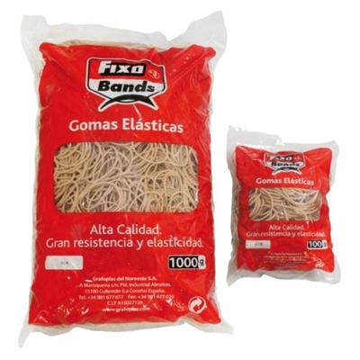Fixo 47640 Bolsa De Gomas Elasticas Con Un Largo De 16 Cm Y Un Ancho De 15 Mm. Estan Fabricadas En Caucho De Alta Calidad Que Aporta Gran Resistencia Y Elasticidad.