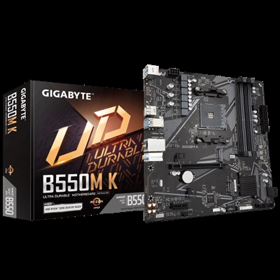 Gigabyte 9MB55MK-00-10 Gigabyte B550M K 1.0. Fabricante de procesador: AMD, Socket de procesador: Zócalo AM4, Procesador compatible: AMD Ryzen™ 5. tipos de memoria compatibles: DDR4-SDRAM, Memoria interna máxima: 128 GB, Tipo de ranuras de memoria: DIMM. Interfaces de disco de almacenamiento soportados: M.2, PCI Express 3.0, PCI Express 4.0, SATA, Tipos de unidades de almacenamiento admitidas: SSD, Niveles RAID: 0, 1, 10. Graphics chipset: AMD, Máxima resolución: 5120 x 2880 Pixeles. Tipo de interfaz ethernet: Gigabit Ethernet