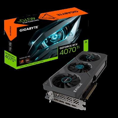 Gigabyte GV-N4070EAGLE OC-12GD G10 Gigabyte GV-N4070EAGLE OC-12GD. Familia de procesadores de gráficos: NVIDIA, Procesador gráfico: GeForce RTX 4070 , Frecuencia del procesador: 2610 MHz. Capacidad memoria de adaptador gráfico: 12 GB, Tipo de memoria de adaptador gráfico: GDDR6X, Ancho de datos: 192 bit, Velocidad de memoria del reloj: 21000 MHz. Máxima resolución: 7680 x 4320 Pixeles. Versión DirectX: 12 Ultimate, Versión OpenGL: 4.6. Tipo de interfaz: PCI Express 4.0. Tipo de enfriamiento: Activo, Número de ventiladores: 3 Ventilador(es)
