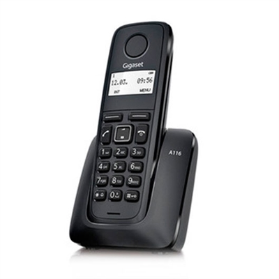 Gigaset S30852-H2801-R101 Gigaset A116. Tipo: Teléfono DECT, Rango máximo en interiores: 50 m, Rango máximo en exteriores: 300 m. Identificador de llamadas. Color del producto: Negro. Número de teléfonos móviles incluidos: 1