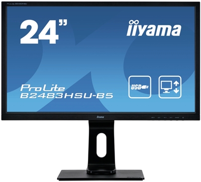 Iiyama B2483HSU-B5 iiyama ProLite B2483HSU-B5 - Monitor LED - 24 - 1920 x 1080 Full HD (1080p) @ 60 Hz - TN - 250 cd/m² - 1000:1 - 1 ms - HDMI, VGA, DisplayPort - altavoces - negro mate