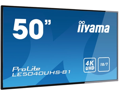 Iiyama LE5040UHS-B1 iiyama ProLite LE5040UHS-B1 - 50 Clase diagonal pantalla LCD con retroiluminación LED - señalización digital - 4K UHD (2160p) 3840 x 2160 - negro mate