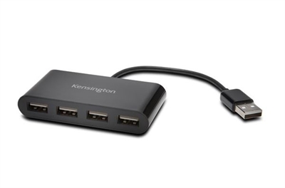 Kensington K39120EU Usb 2.0 4-Port Hub - Número Puertos Usb: 4; Standard Usb: Usb 2.0 High Speed (480 Mbps) Type-A; Alimentación: Autoalimentato; Color Chasis: Negro