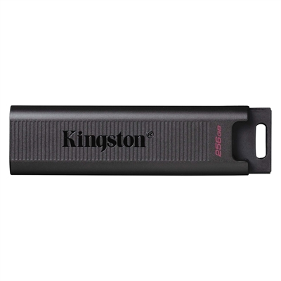 Kingston DTMAX/256GB Kingston Technology DataTraveler Max. Capacidad: 256 GB, Interfaz del dispositivo: USB Tipo C, Versión USB: 3.2 Gen 2 (3.1 Gen 2), Velocidad de lectura: 1000 MB/s, Velocidad de escritura: 900 MB/s. Factor de forma: Deslizar. Peso: 12 g. Color del producto: Negro