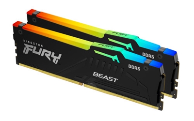 Kingston KF564C32BBAK2-64 Kingston Technology FURY Beast RGB. Componente para: PC/servidor, Memoria interna: 64 GB, Diseño de memoria (módulos x tamaño): 2 x 32 GB, Tipo de memoria interna: DDR5, Forma de factor de memoria: 288-pin DIMM, Latencia CAS: 32, ECC, Color del producto: Negro