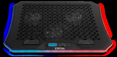 Krom NXKROMKOOLER KoolerKrom Kooler es una avanzada base refrigeradora RGB para portátil que te ayudará a conseguir la ventilación perfecta para mantener siempre tu equipo a la temperatura más adecuada, gracias a sus seis silenciosos ventiladores. Krom Kooler es el soporte perfecto para disfrutar de las mejores partidas.Diseño innovador RGBObtén con Krom Kooler la refrigeración de portátil que necesitas. Esta base de refrigeración gaming ha sido construida con materiales de alta calidad para soportar los portátiles más potentes con un tamaño de hasta 19.Con un diseño innovador con RGB dinámico alrededor del contorno de la base, pudiendo elegir entre 10 modos de iluminación distintos, protegerás tu portátil del sobrecalentamiento otorgándole la estética gaming que deseabas.Base para portátil ergonómicaSu resistente superficie antideslizante hará que te olvides de preocuparte por la estabilidad y gracias a su altura regulable podrás jugar, estudiar o trabajar con la máxima comodidad.6 silenciosos ventiladoresEsta base refrigeradora cuenta con 6 ventiladores de alta eficiencia y bajo nivel sonoro. Podrás elegir entre 6 niveles de velocidad de los ventiladores mediante sus botones, situados en la parte frontal.Activa y desactiva digitalmente los ventiladores según las necesidades que tu equipo vaya teniendo en cada momento y concéntrate en ganar la partida.Todo bajo controlKrom Kooler es una base RGB para portátiles que cuenta con un HUB USB integrado para conectar tus periféricos extra, como un teclado o ratón adicional. Además, integra un práctico soporte para el móvil extraíble, de manera que podrás tenerlo todo controlado.