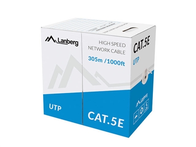 Lanberg LCU5-11CC-0305-S Especificaciónes Del Producto: - Cable De Lan - Velocidad De Transmisión De Datos: 100 Mb - S - Blindaje: U - Utp (Sin Blindaje) - Longitud 305M. - Los Hilos Están Fabricados Con Cable Conductor De Cobre (Cca)....