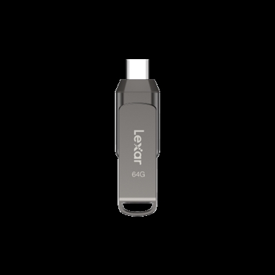 Lexar LJDD400064G-BNQNG Lexar JumpDrive LJDD400064G-BNQNG. Capacidad: 64 GB, Interfaz del dispositivo: USB Tipo C, Versión USB: 3.2 Gen 1 (3.1 Gen 1), Velocidad de lectura: 130 MB/s. Factor de forma: Girar. Peso: 17,8 g. Color del producto: Gris