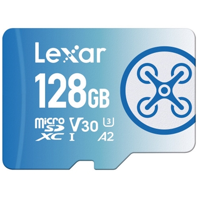 Lexar LMSFLYX128G-BNNNG Lexar FLY microSDXC UHS-I card. Capacidad: 128 GB, Tipo de tarjeta flash: MicroSDXC, Clase de memoria flash: Clase 10, Tipo de memoria interna: UHS-I, Velocidad de lectura: 160 MB/s, Velocidad de escritura: 90 MB/s, Clase de velocidad UHS: Class 3 (U3), Clase de velocidad de vídeo: V30. Color del producto: Azul