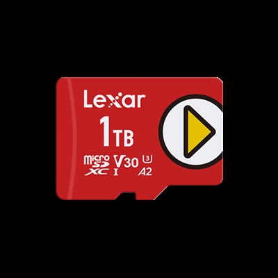 Lexar LMSPLAY001T-BNNNG Lexar PLAY. Capacidad: 1 TB, Tipo de tarjeta flash: MicroSDXC, Tipo de memoria interna: UHS-I, Velocidad de lectura: 150 MB/s, Clase de velocidad UHS: Class 3 (U3), Clase de velocidad de vídeo: V30. Color del producto: Rojo